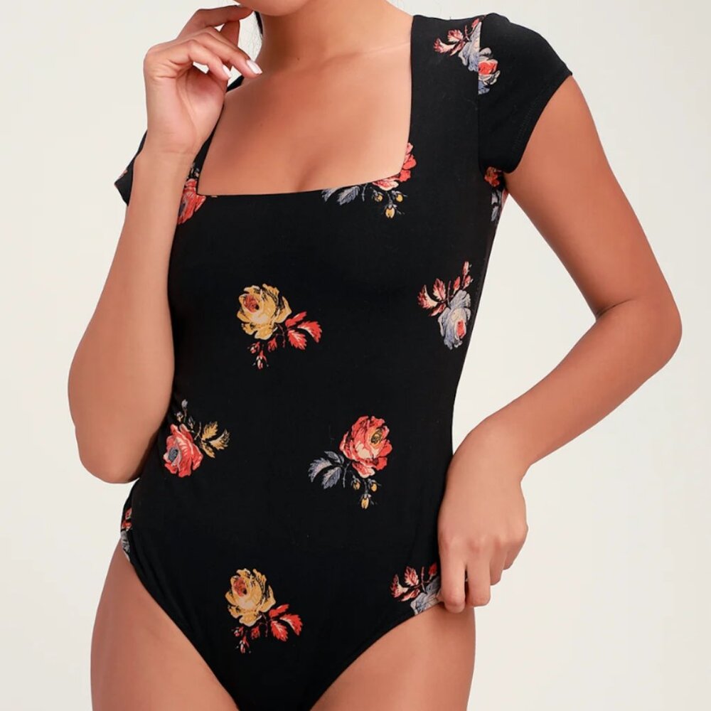 Free People Floral Square Eyes Bodysuit